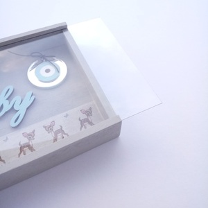 Παιδικό Γούρι Φυλαχτό - Ματάκι για Νεογέννητο Καδράκι 3D Baby Με Ελαφάκι 17 x 13 x 3 εκ ξύλο plexiglass - αγόρι, plexi glass, φυλαχτά, 3d κάδρο - 3