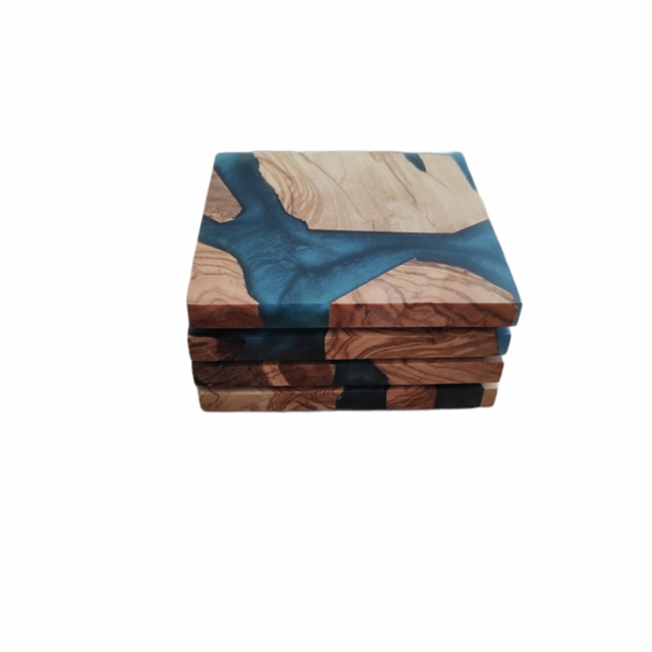 Σουβέρ από υγρό γυαλί (Blue) - ξύλο, γυαλί - 2