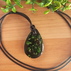 Κολιέ από υγρό γυαλί "green gold" - γυαλί, μακριά, μεγάλα, φθηνά - 3