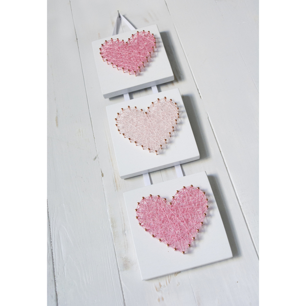 Ξύλινο διακοσμητικό με ροζ καρδιές - δώρο αγάπης - καρδιά, δώρο, διακοσμητικά, δώρα αγίου βαλεντίνου - 5