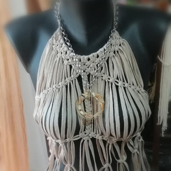 Macrame outfit combo - γυαλί, κοχύλι, μακραμέ