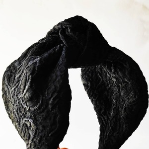 Μαύρη Μπροκάρ Στέκα Μαλλιών - statement, vintage, headbands