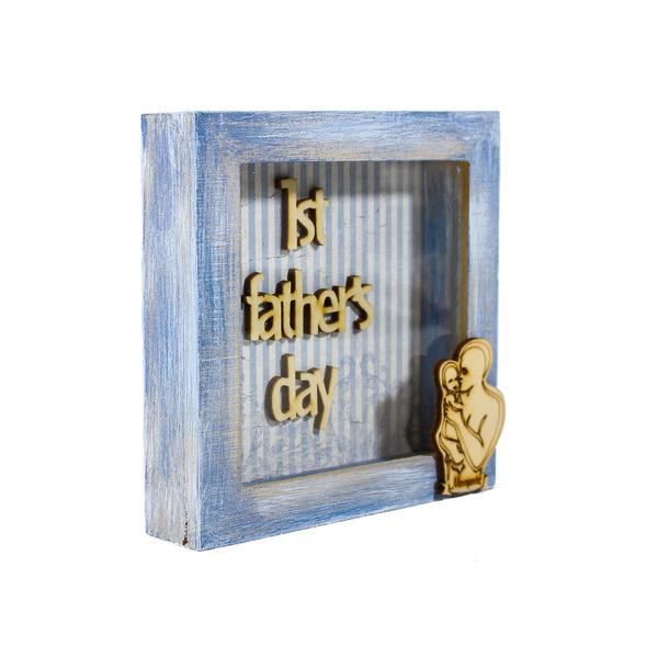 ΔΙΑΚΟΣΜΗΤΙΚΟ ΚΑΔΡΟ 1ST FATHER’S DAY - μπαμπάς, δώρα για τον μπαμπά, ξύλινα διακοσμητικά, γιορτή του πατέρα - 2