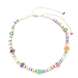 Κολιέ με seed beads και πολύχρωμα στοιχεία Φίμο. - δώρο, χάντρες, κοντά, boho, seed beads, candy