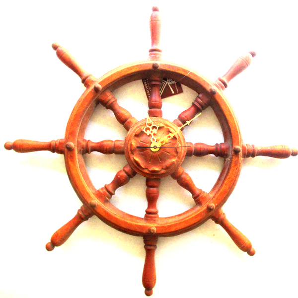 Ρολόι Τοίχου Ξύλινο Ναυτικό Πηδάλιο ΔΤ3 46 cm - ξύλο, τοίχου