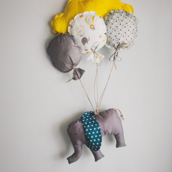 Υφασμάτινος ελέφαντας με μπαλόνια - αγόρι, διακοσμητικά, ζωάκια, προσωποποιημένα - 2