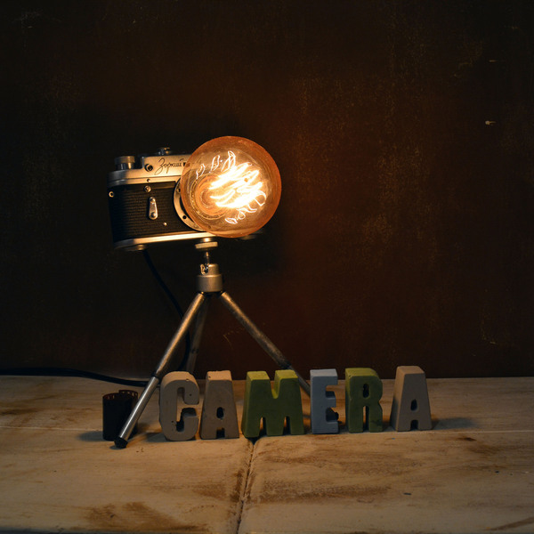 Φωτιστικό φωτογραφική μηχανή - vintage, πορτατίφ, χειροποίητα - 4