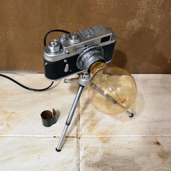 Φωτιστικό φωτογραφική μηχανή - vintage, πορτατίφ, χειροποίητα - 5