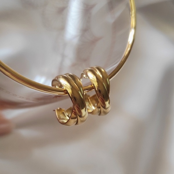 Aurelien χρυσά ατσάλινα σκουλαρίκια - επιχρυσωμένα, κρίκοι, μικρά, ατσάλι