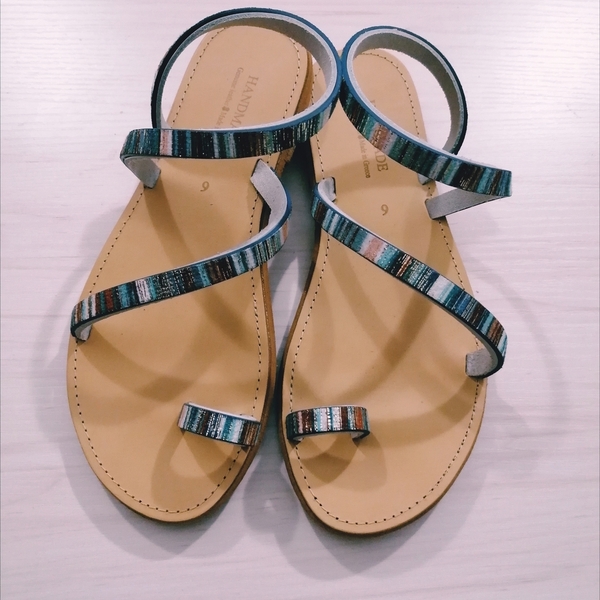 Mirror sandal - δέρμα, boho, φλατ, ankle strap