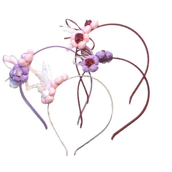 Παιδική στέκα μαλλιών "Puffy Flowers" σε 4 χρώματα - δώρο, λουλούδια, στέκες μαλλιών παιδικές, αξεσουάρ μαλλιών, στέκες
