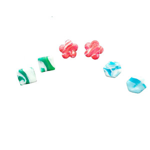 Σετ 3 καρφωτά σκουλαρίκια πολύχρωμα από πηλό - πηλός, καρφωτά, μικρά, ατσάλι