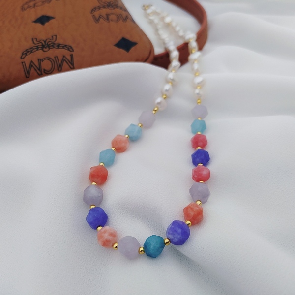 Colorful pendant with semiprecious stones - ημιπολύτιμες πέτρες, αιματίτης - 2