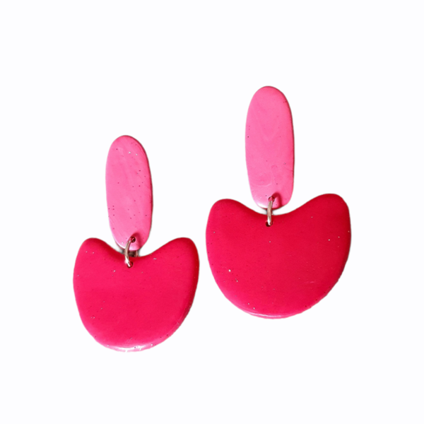 Ροζ σκουλαρίκια απο πηλό - γυναικεία, πηλός, καθημερινό