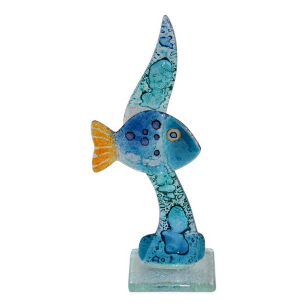 Γυάλινο Διακοσμητικό Βυθός 20χ8χ5 μπλε - amythito 035434508 - γυαλί, ψάρι, διακοσμητικά