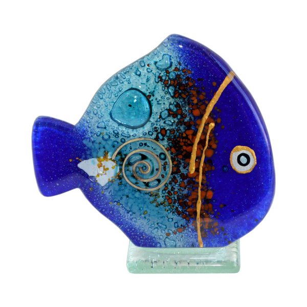 Γυάλινο Διακοσμητικό Ψάρι Ρεσώ 11χ10χ6 μπλε - amythito 035432109 - γυαλί, ψάρι, βάσεις για ρεσώ, διακοσμητικά