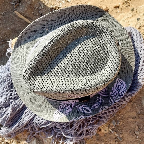 Custom / Handpainted καπέλο "Dreamer" - φτερό, αξεσουάρ παραλίας, δώρα για γυναίκες, ψάθινα - 2