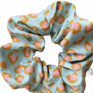 Aqua leopard scrunchie - λαστιχάκια μαλλιών