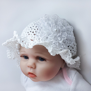 Πλεκτό λευκό καλοκαιρινό σετ για κορίτσια / καπέλο, κορδέλα, παπουτσάκια / 0-12/ Crochet white summer set for girls / hat, shoes - κορίτσι, σετ, βρεφικά ρούχα - 4