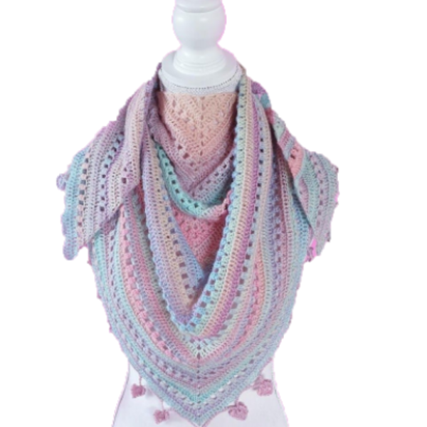 Σάλι Γλυκιά Απόλαυση πλεχτό με χειροποίητο νήμα - μήκος 60 εκ - πλεκτό, crochet, χειροποίητα