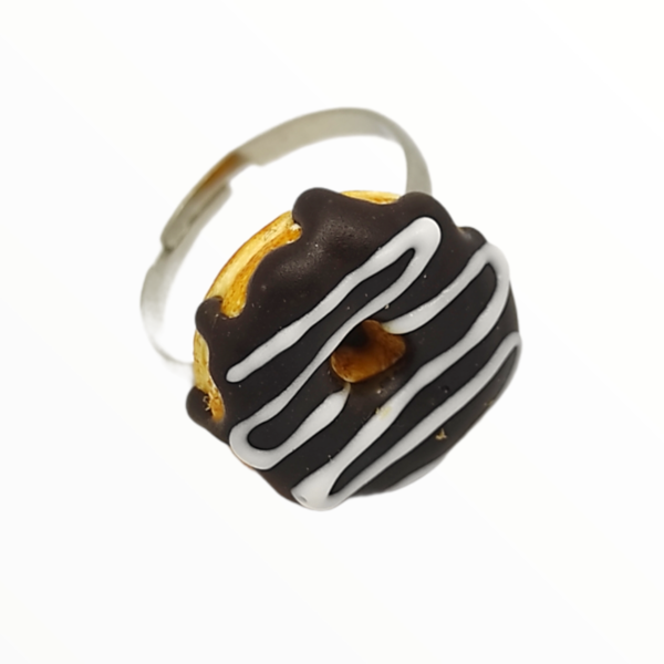 Χειροποίητο Δαχτυλίδι donuts με γλάσο σοκολάτα,κοσμήματα απομίμησης φαγητών, χειροποίητα κοσμήματα μινιατούρες πολυμερικού πηλού Mimitopia - πηλός, boho, αυξομειούμενα, γλυκά