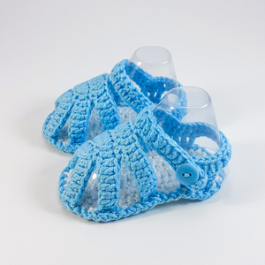 Πλεκτά θαλασσινά καλοκαιρινά σανδάλια για μωρά/ 0-12/ Crochet blue Summer booties for a babies/ - αγόρι, βρεφικά ρούχα - 3