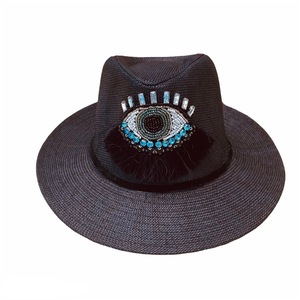 Ψάθινο καπέλο - Boho crystal eye - ψάθινα, boho, απαραίτητα καλοκαιρινά αξεσουάρ, καπέλα
