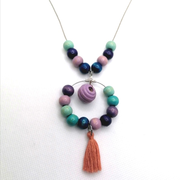 Κολιέ με χάντρες wooden beads - ξύλο, χάντρες, δώρα γενεθλίων, δώρα για γυναίκες