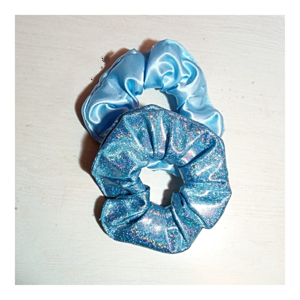 Κοκκαλάκια μαλλιών σετ 2 τεμάχια γαλάζια scrunchie - λαστιχάκια μαλλιών