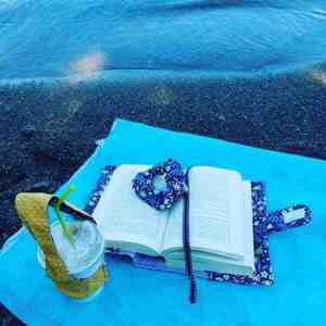 Υφασμάτινη θήκη βιβλίου / μυθιστορήματος μπλε λουλούδια - ύφασμα, βαμβάκι, θήκες βιβλίων - 4