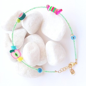 Σετ 2 βραχιόλια για το πόδι juicy, anklet pair of two juicy - ημιπολύτιμες πέτρες, γυαλί, candy, ποδιού, φθηνά - 4