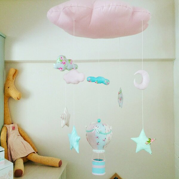 Μομπιλε σύννεφο με αερόστατο και αστέρια - διακοσμητικό, αερόστατο, μόμπιλε, βρεφικά, για παιδιά