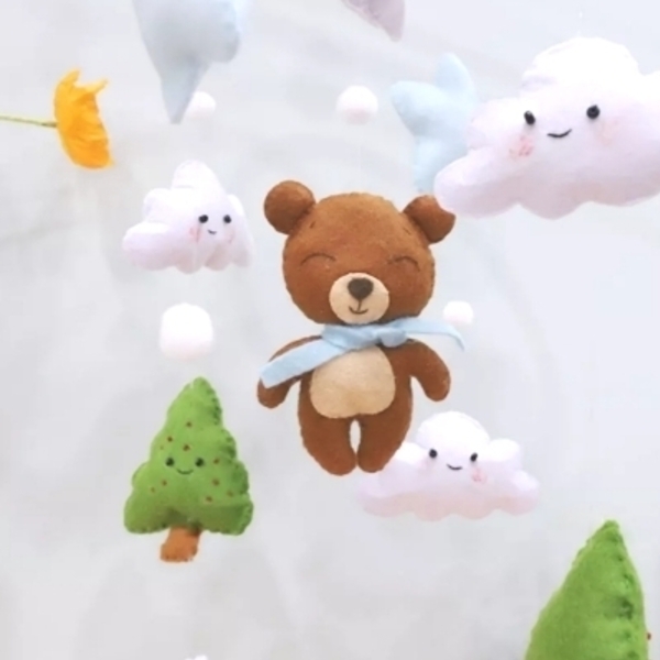 Χειροποίητο mobile με θέμα "Το αρκουδάκι" - κορίτσι, αγόρι, δώρο, μόμπιλε, ζωάκια