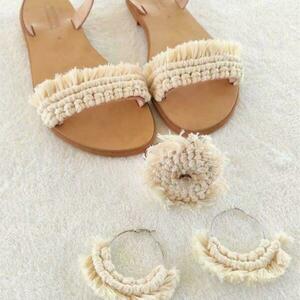 BOHO SUMMER SANDALS “BRIDE” - δέρμα, boho, νυφικά, φλατ, ankle strap - 3
