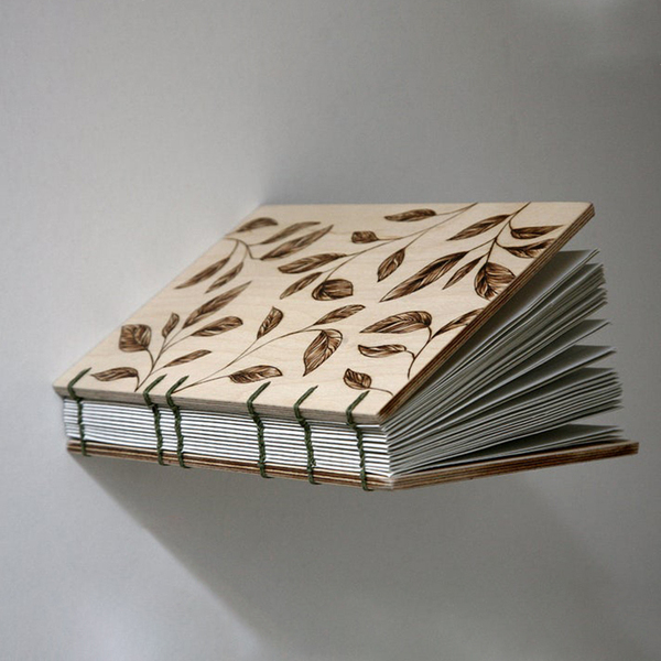 Χειροποίητο ξύλινο βιβλίο ευχών με πυρογραφία - ξύλινο, τετράδια & σημειωματάρια