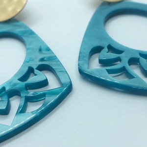 Μακρυά plexiglass σκουλαρίκια - plexi glass, boho, επίχρυσα στοιχεία - 4