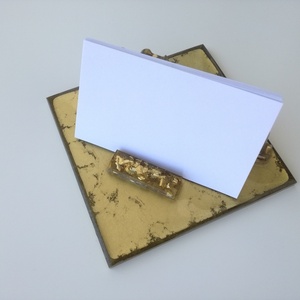 Θήκη επαγγελματικών καρτών από υγρό γυαλί χρυσή - αξεσουάρ γραφείου - 4