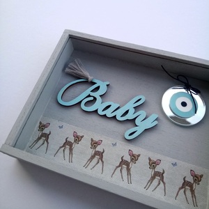 Baby Gift Box Σετ των 2 Παιδικό Γούρι Φυλαχτό - Ματάκι για Νεογέννητο με Αστέρι και Μαξιλαράκι γαλάζιο με Ελαφάκια 25x25 εκ The Pink Feather - αγόρι, βρεφικά, σετ δώρου, μαξιλάρια - 5