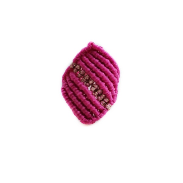 Γυναικείο μακραμέ αυξομειούμενο δαχτυλίδι ρόμβος φουξ με ροζ - μακραμέ, minimal, boho, μεγάλα, αυξομειούμενα