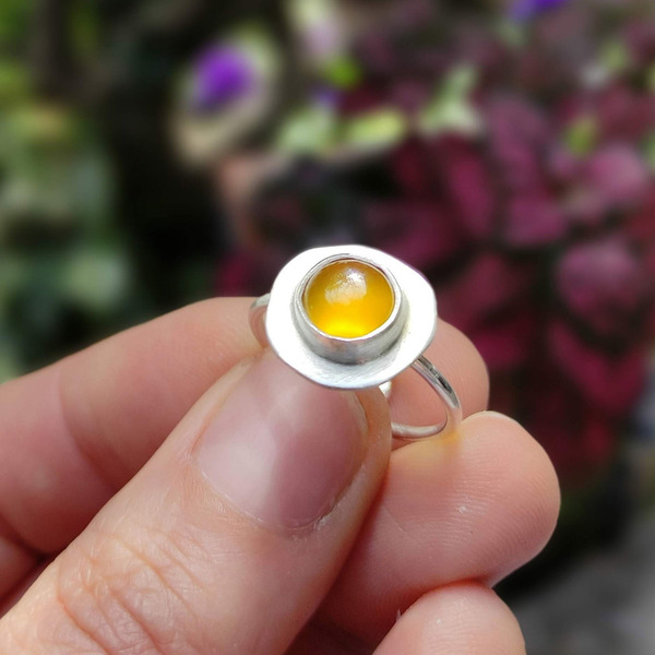 ◊ Δαχτυλίδι ασημένιο με κίτρινο χαλκηδόνιο - ασήμι, ημιπολύτιμες πέτρες, μικρά, αυξομειούμενα - 5