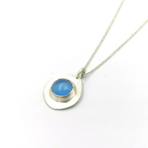 ◊ Κρεμαστό ασημένιο με μπλε χαλκηδόνιο - ασήμι, ημιπολύτιμες πέτρες, charms, κοντά - 4