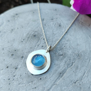 ◊ Κρεμαστό ασημένιο με μπλε χαλκηδόνιο - ασήμι, ημιπολύτιμες πέτρες, charms, κοντά - 5