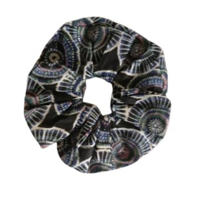 Scrunchies λαστιχάκι μαλλιών βαμβακερό mandala 1τμχ medium size - ύφασμα, λαστιχάκια μαλλιών