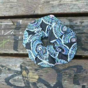 Scrunchies λαστιχάκι μαλλιών βαμβακερό mandala 1τμχ medium size - ύφασμα, mandala, λαστιχάκια μαλλιών - 2