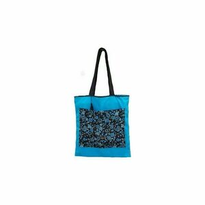 Υφασμάτινη τσάντα μπλε / μαύρα λαχούρια - tote bag - ώμου, all day, θαλάσσης, tote, τσαντάκια