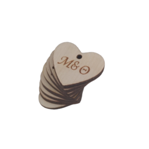 Ξύλινο Στοιχείο Καρδούλα. Σετ 10 τεμαχίων, με χάραξη - καρδιά, ξύλινα στοιχεία, υλικά κοσμημάτων - 4