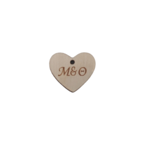 Ξύλινο Στοιχείο Καρδούλα. Σετ 10 τεμαχίων, με χάραξη - καρδιά, υλικά κοσμημάτων - 2