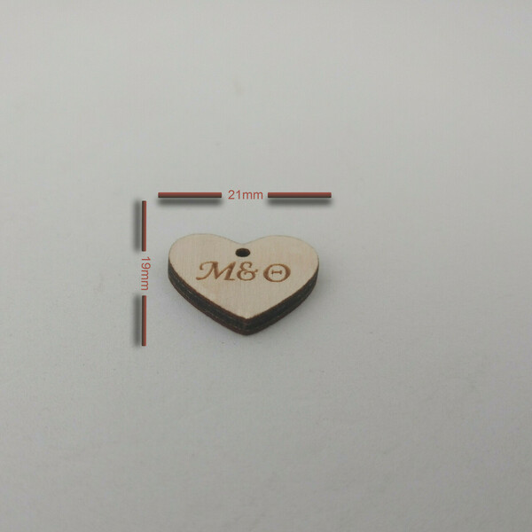 Ξύλινο Στοιχείο Καρδούλα. Σετ 10 τεμαχίων, με χάραξη - καρδιά, υλικά κοσμημάτων - 5
