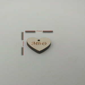 Ξύλινο Στοιχείο Καρδούλα. Σετ 10 τεμαχίων, με χάραξη - καρδιά, υλικά κοσμημάτων - 5