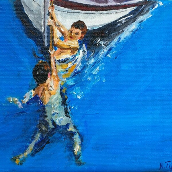 Η άσπρη βάρκα (αντίγραφο του Joaquin Sorolla) - πίνακες & κάδρα, κορίτσι, αγόρι, δώρα για παιδιά, δωμάτιο παιδιών, παιδικά κάδρα - 2